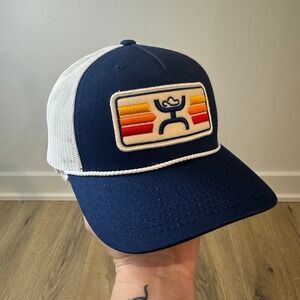 Hooy Logo Trucker Rope Hat Navy White Mesh Snapback Adjustable Baseball Cap Mens